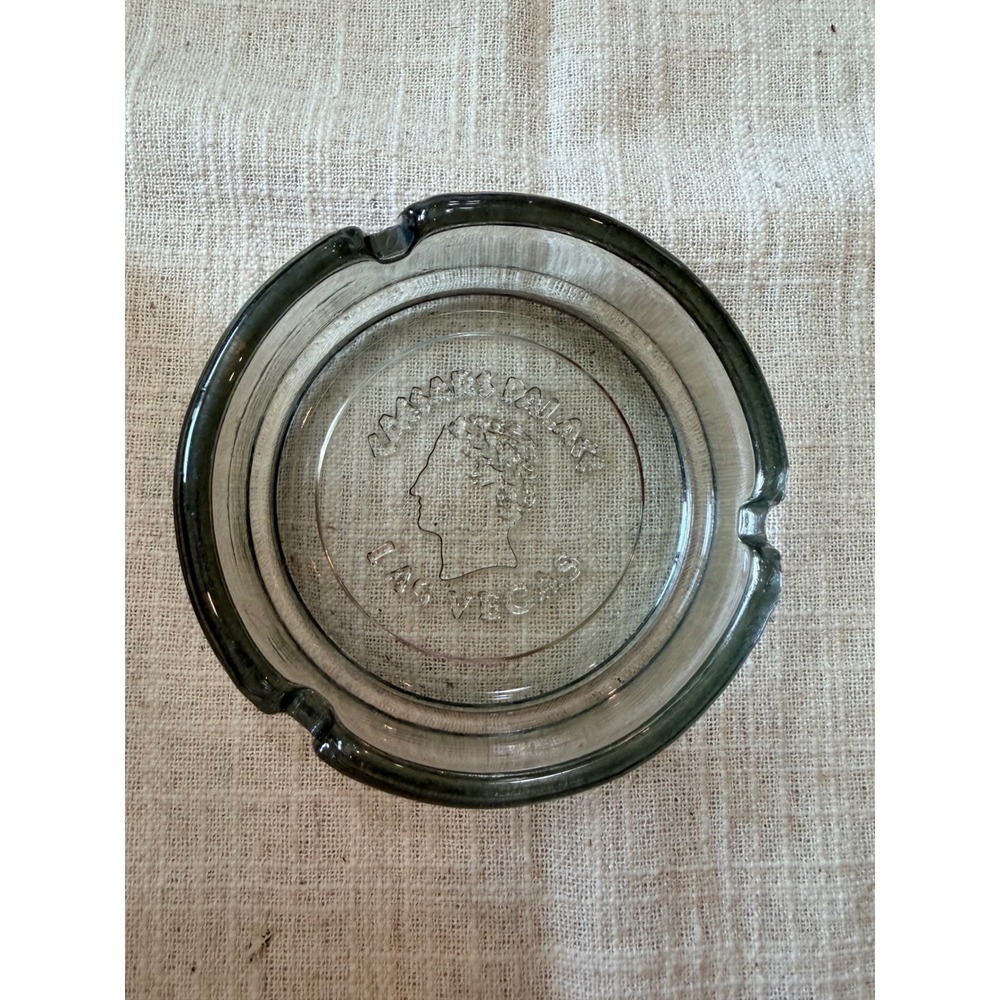 Vintage Caesars Palace Las Vegas Glass Ashtray Round Logo 3 Inch